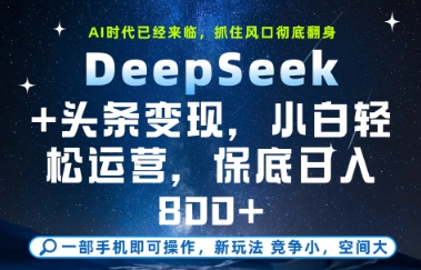 DeepSeek+头条变现，保姆级教学，小白轻松上手，日入8张+