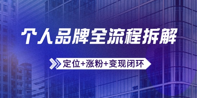（14799期）个人品牌全流程拆解：定位+涨粉+变现闭环，微信生态运营与资源整合
