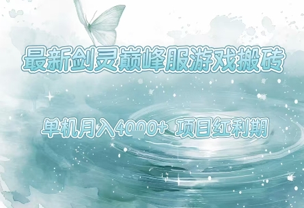 最新剑灵巅峰服游戏搬砖，项目红利期，单机稳定月入4k+操作简单好上手