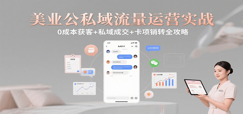 美业公私域流量运营实战：0成本获客+私域成交+卡项销转全攻略