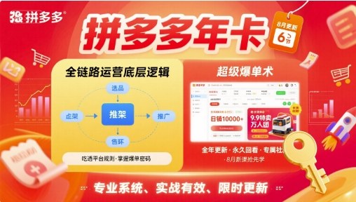 拼多多年卡【8月更新6节】拼多多全链路运营底层逻辑，超级爆单术