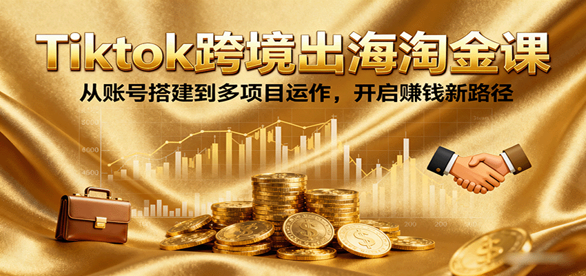 Tiktok跨境出海淘金课，从账号搭建到多项目运作，开启赚钱新路径