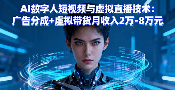 （16148期）AI数字人短视频与虚拟直播技术：广告分成+虚拟带货月收入2万-8万元