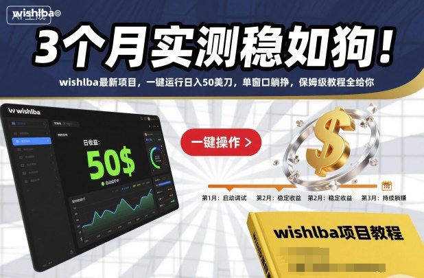 3个月实测稳如狗！wishlba最新项目，一键运行日入50美刀，单窗口躺挣，保姆级教程全给你