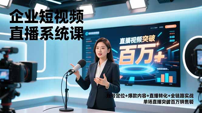 (16878期)企业短视频直播系统课,账号定位+爆款内容+直播转化+全链路实战,单场直播突破百万销售额