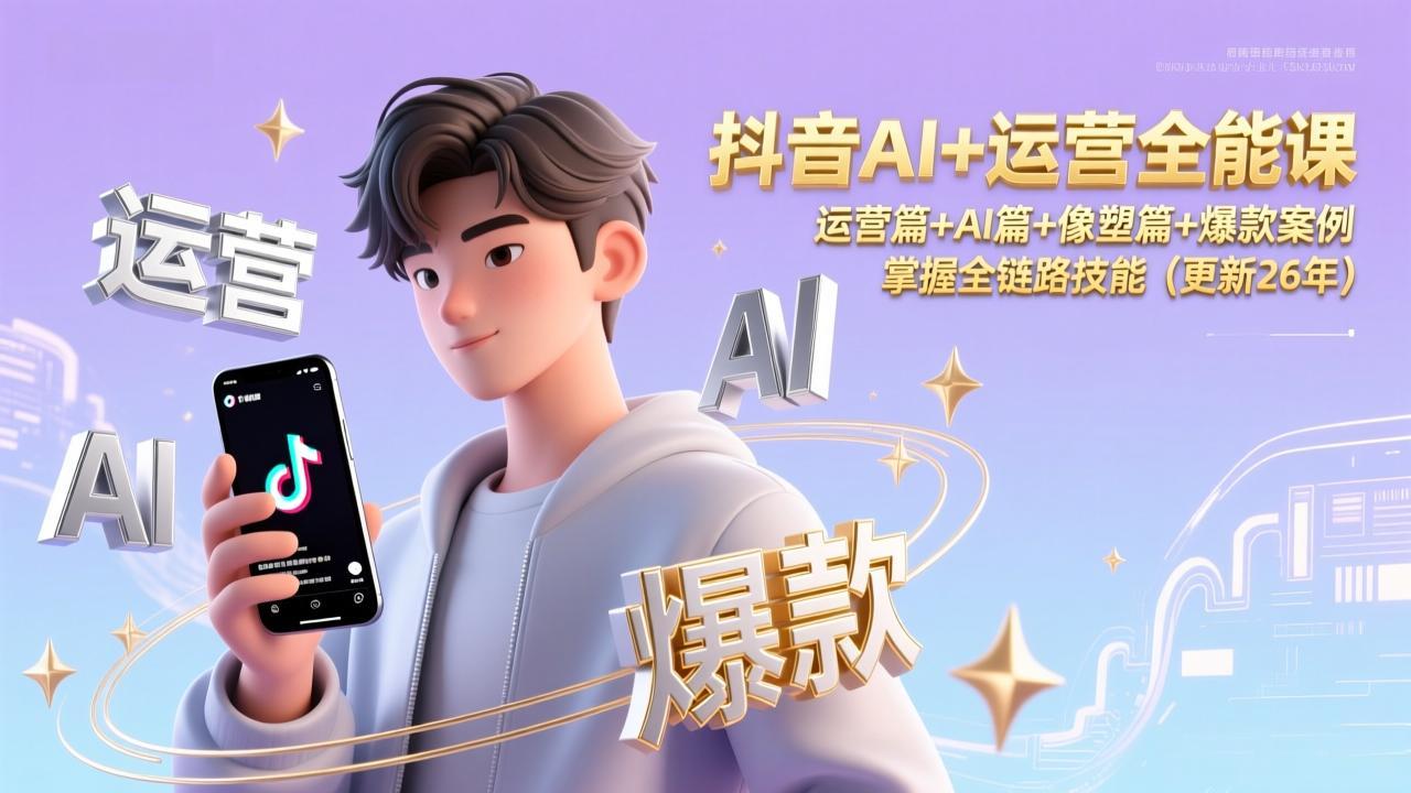 （17078期）抖音AI+运营全能课，运营篇+AI篇+像塑篇+爆款案例，掌握全链路技能（更新26年）
