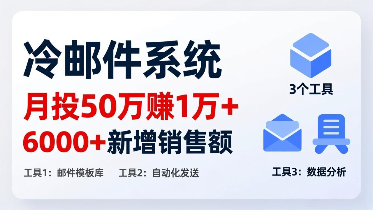 (17469期)月投 50 刀赚 1 万 +!冷邮件系统:6000 + 新增销售额,靠 3 个工具轻松搞
