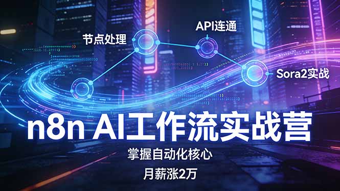 (17458期)n8n AI工作流实战营,节点处理+API连通+Sora2实战,掌握自动化核心月薪涨2万