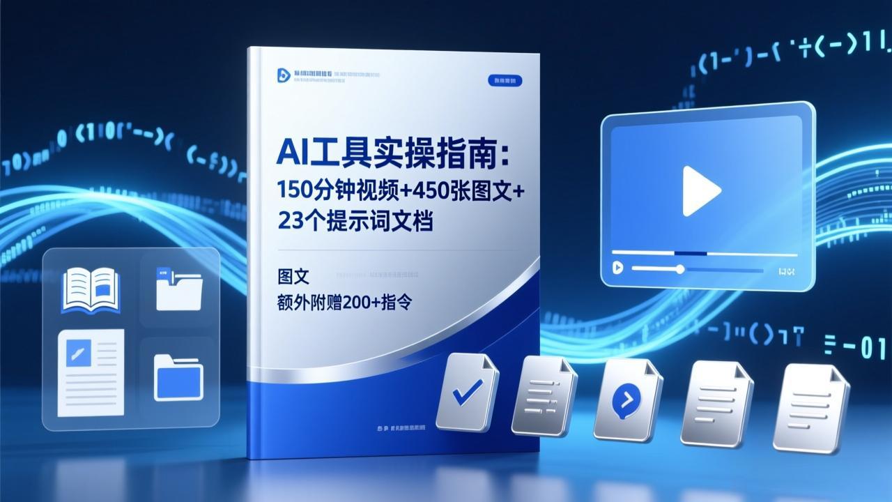 (17504期)AI工具实操指南:150分钟视频+450张图文+23个提示词文档,额外附赠200+指令