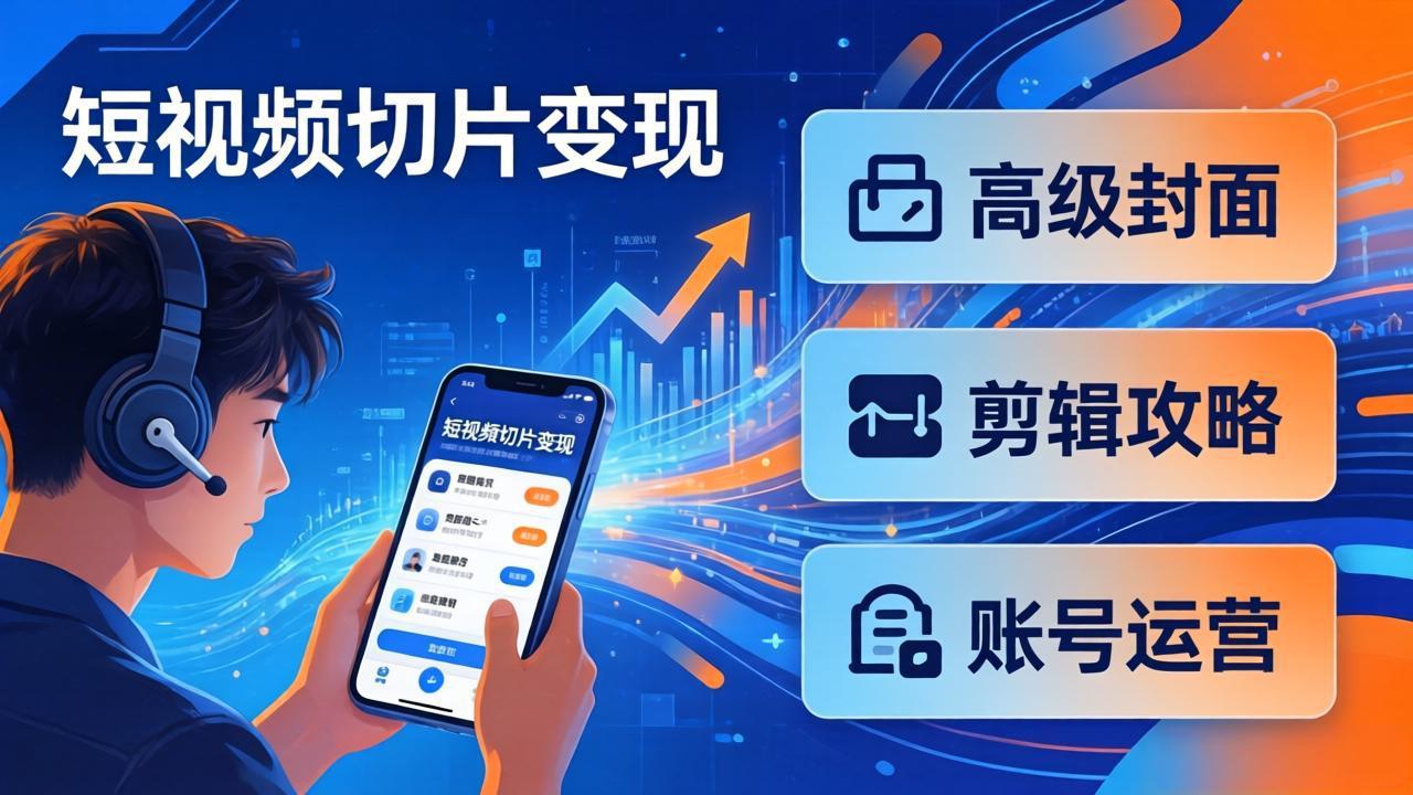 (17758期)短视频切片变现速成班2.0:高级封面+剪辑攻略+账号运营,0基础小白快速入局副业