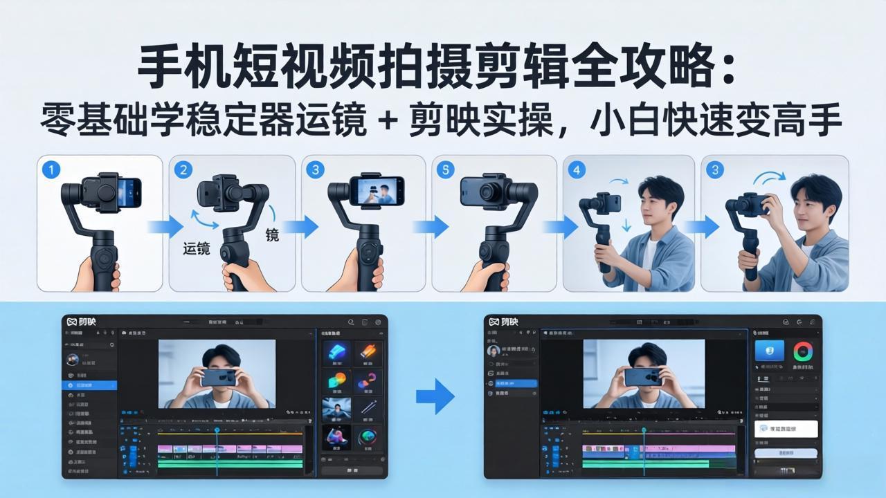 (18003期)手机短视频拍摄剪辑全攻略:零基础学稳定器运镜 + 剪映实操,小白快速变高手