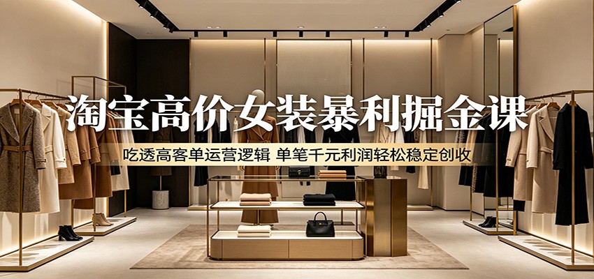 淘宝高价女装暴利掘金课:吃透高客单运营逻辑,单笔千元利润轻松稳定创收