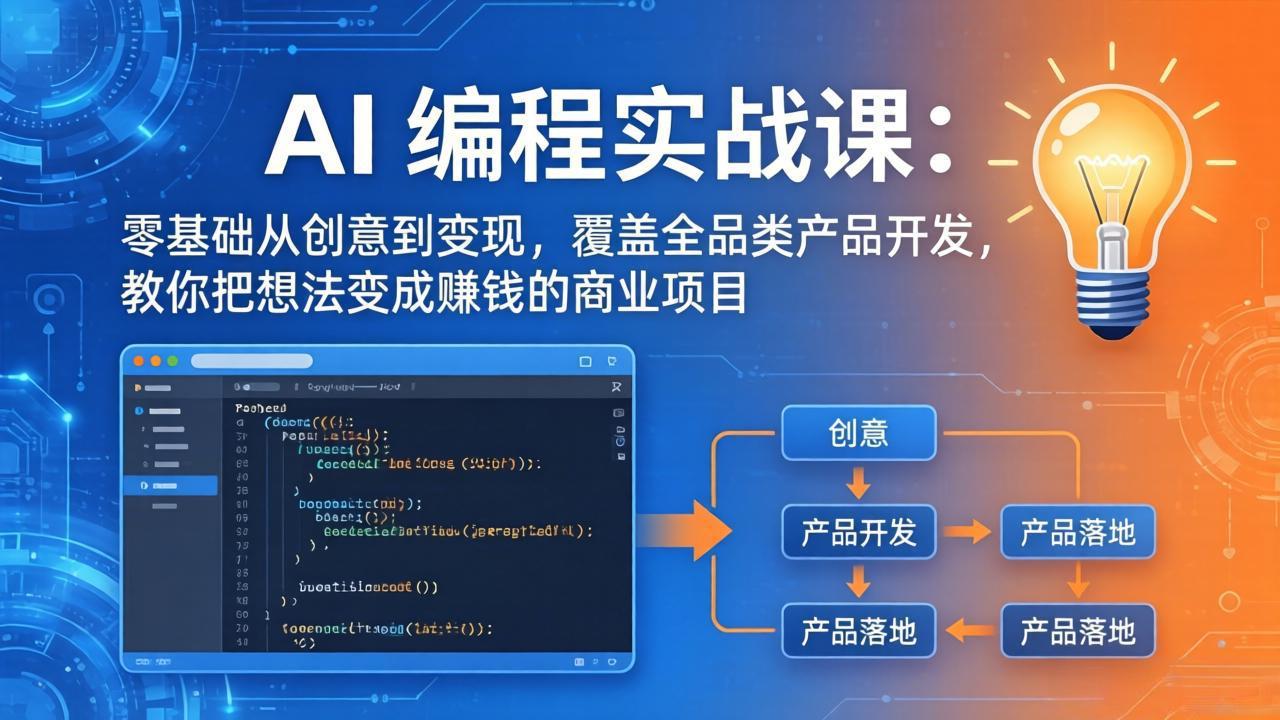 (18533期)AI编程实战课-第三期-5月19更新:零基础从创意到变现,覆盖全品类产品开发,把想法变成赚钱项目