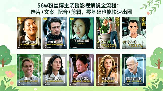 (18579期)56万粉丝博主亲授影视解说全流程:选片+文案+配音+剪辑,零基础也能快速出圈