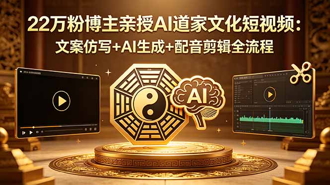 (18580期)22万粉博主亲授AI道家文化短视频:文案仿写+AI生成+配音剪辑全流程