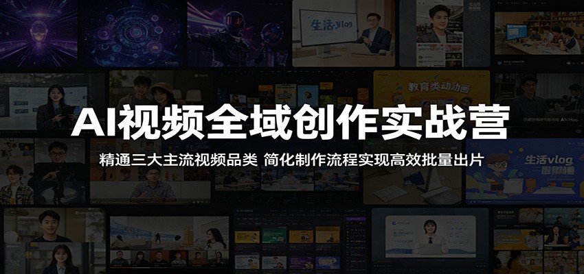 AI视频全域创作实战营:精通三大主流视频品类,简化制作流程实现高效批量出片