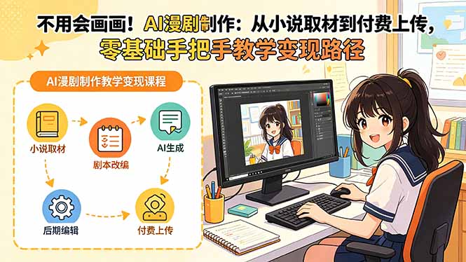 (18439期)不用会画画!AI漫剧制作:从小说取材到付费上传,零基础手把手教学变现路径