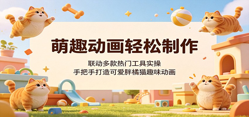 萌趣动画轻松制作,联动多款热门工具实操,手把手打造可爱胖橘猫趣味动画