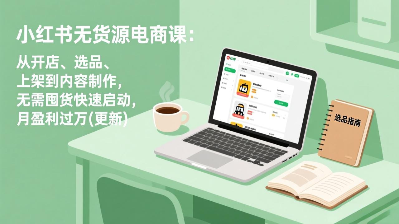(19512期)小红书无货源电商课(7月更新):从开店、选品、上架到内容制作,无需囤货快速启动,月盈利过万