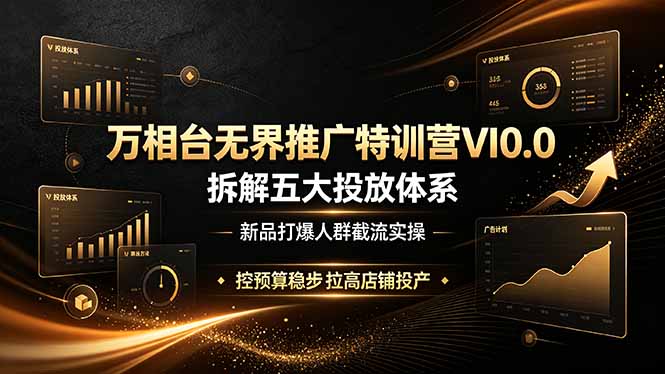 (19184期)万相台无界推广特训营VI0.0,拆解五大投放体系,新品打爆人群截流实操,控预算稳步拉高店铺投产