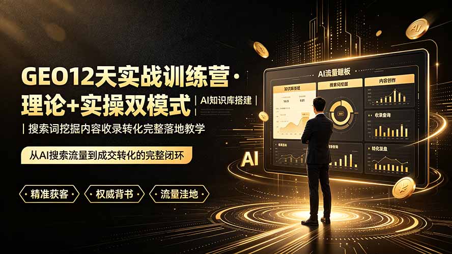 (19277期)GEO12天实战训练营·理论+实操双模式|AI知识库搭建|搜索词挖掘内容收录转化完整落地教学