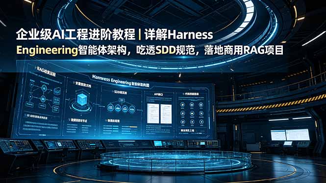 (19158期)企业级AI工程进阶教程|详解Harness Engineering智能体架构,吃透SDD规范,落地商用RAG项目