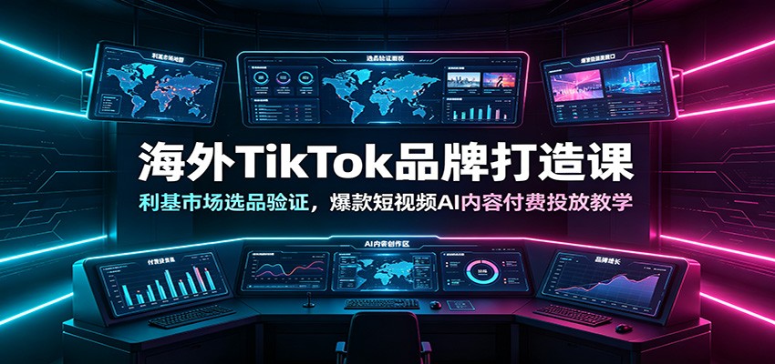 海外TikTok品牌打造课:利基市场选品验证,爆款短视频AI内容付费投放教学