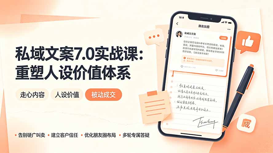(19313期) 私域文案实战课7.0:重塑人设价值体系|-告别硬广推销×走心内容×自我价值塑造,实现被动成交
