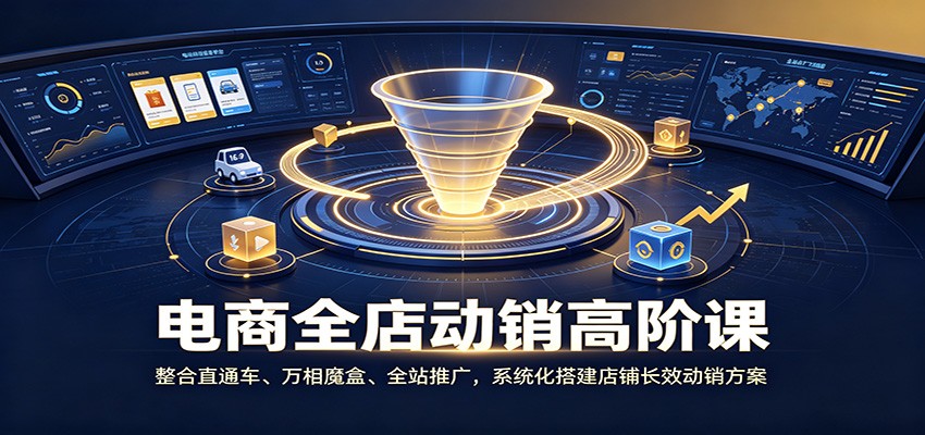 电商全店动销高阶课：整合直通车、万相魔盒、全站推广，系统化搭建店铺长效动销方案