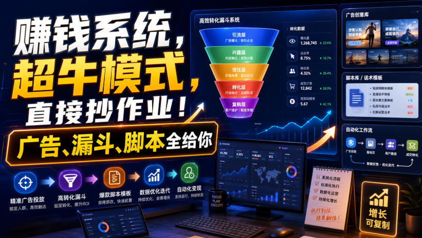 賺钱系统,超牛模式,直接抄作业!广告、漏斗、脚本全给你【原创双语字幕】