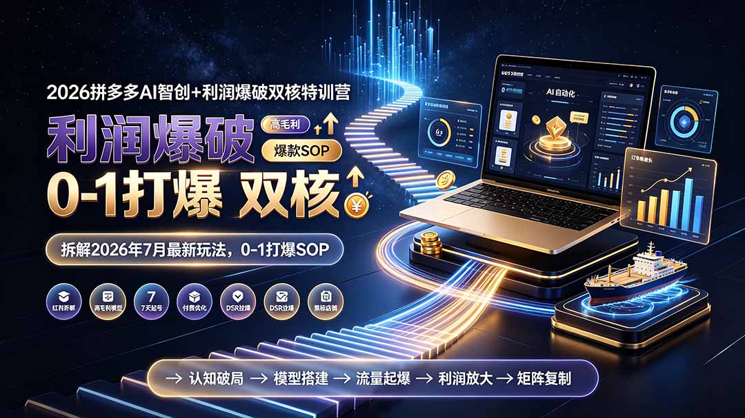 (19804期)2026拼多多AI智创+利润爆破双核特训营-更新:拆解2026年7月最新玩法,0-1打爆SOP