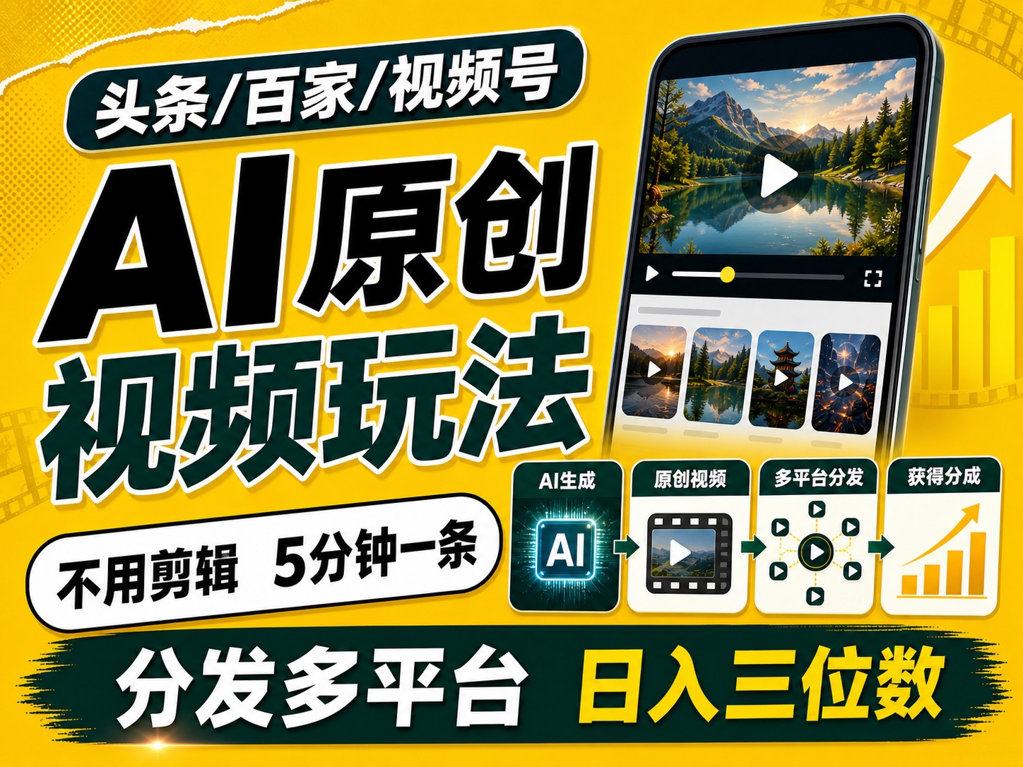 2026头条百家号升级玩法 5分钟一条原创视频 发多平台赚收