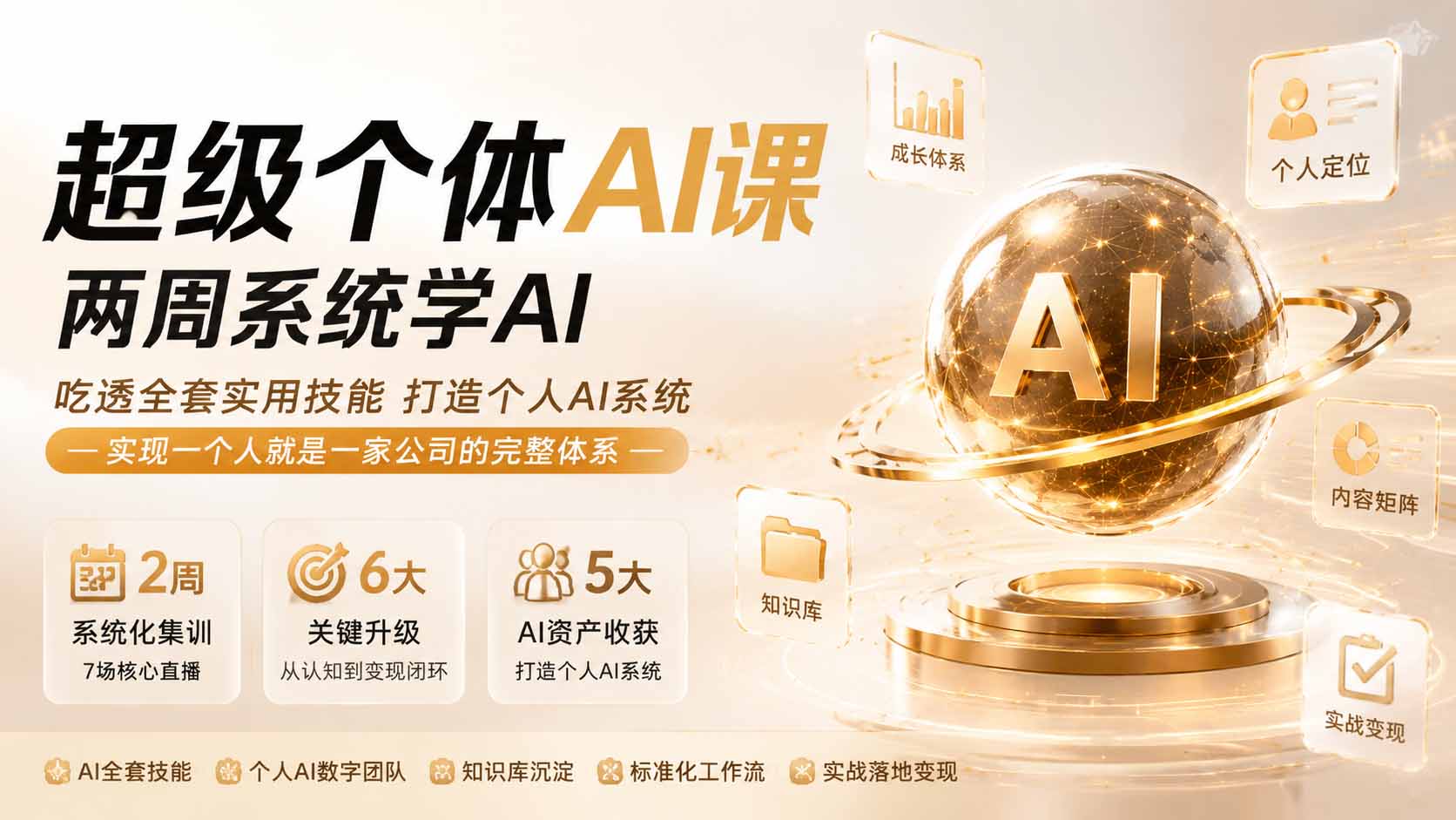 （19827期）超级个体AI课两周系统学AI；吃透全套实用技能打造个人AI系统，实现一个人就是一家公司的完整体系