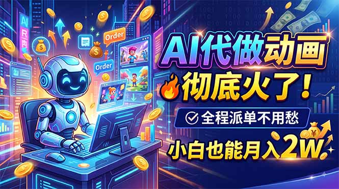(19828期)AI代做动画,彻底火了!全程派单不用愁,小白也能月入2W