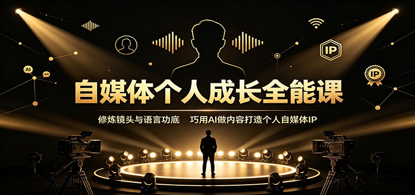 自媒体个人成长全能课:修炼镜头与语言功底,巧用AI做内容打造个人自媒体IP