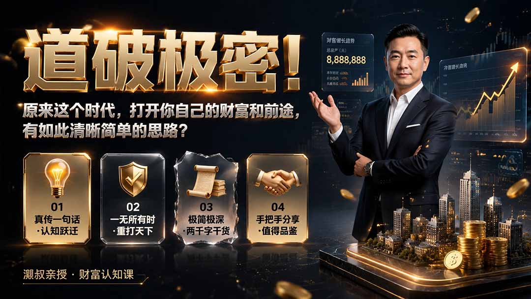 (19661期)付费文章:道破极密!原来这个时代,打开你自己的财富和前途,有如此清晰简单的思路?