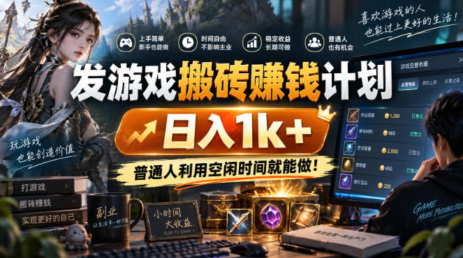 （20887期）游戏全程自动化打金，日入千元，全程时间零投入！