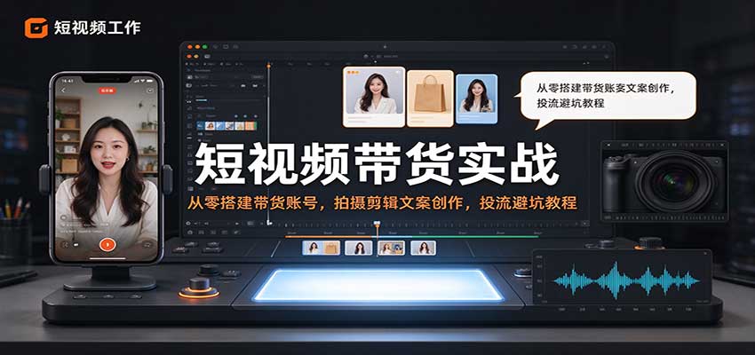 短视频带货实战：从零搭建带货账号，拍摄剪辑文案创作，投流避坑教程
