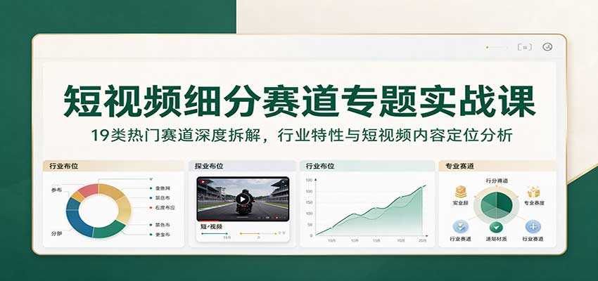 短视频细分赛道专题实战课：19类热门赛道深度拆解，行业特性与短视频内容定位分析