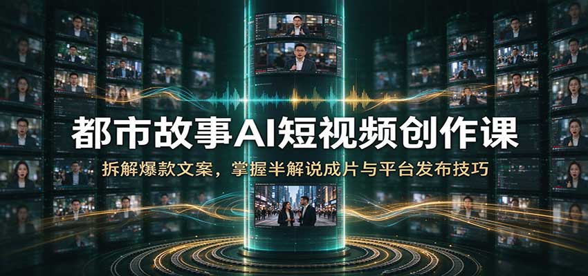 都市故事AI短视频创作课：拆解爆款文案，掌握半解说成片与平台发布技巧